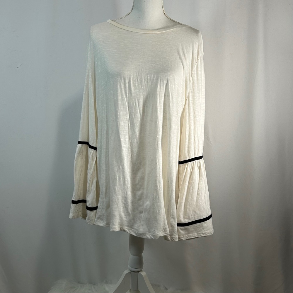 LOFT Outlet Cream Bell Sleeve Tunic Top Size XL Boat Neck Casual